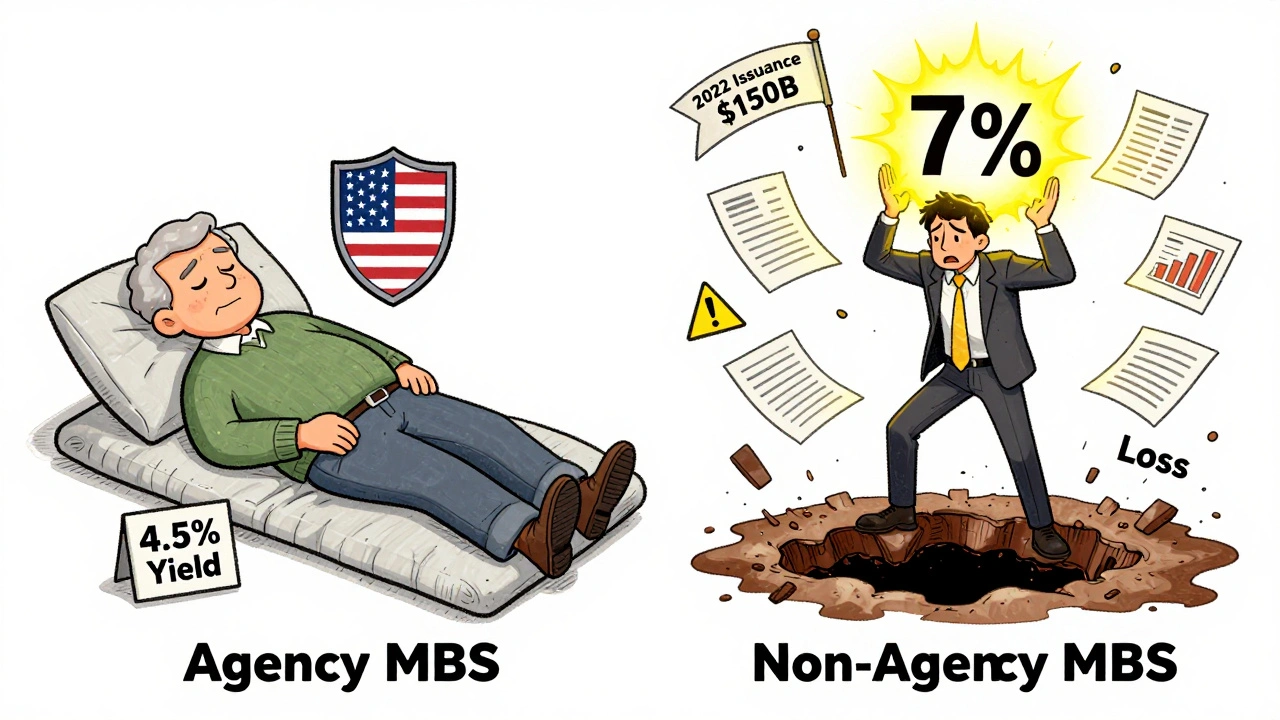 Contrasting retirement calm with analyst stress over complex non-agency MBS investments.